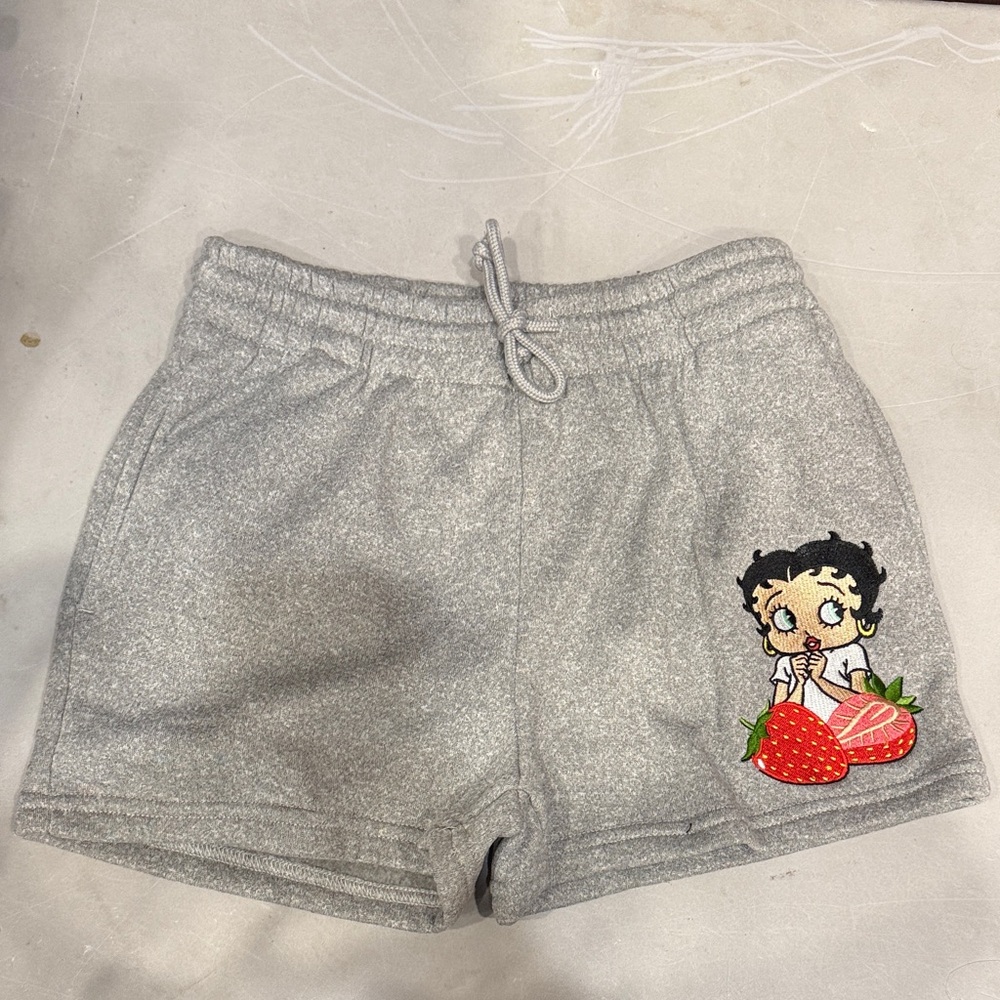 Betty Boop Gray Athletic Shorts with Cartoon Patch
